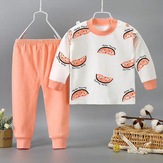 【儿童舒适百搭肩开套装】秋冬肩扣内衣套装中小童秋衣秋裤两件套男女宝宝卡通家居睡衣 商品图2