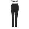 VIMAGE纬漫纪秋季新款高腰通勤纯色显瘦开叉裤子V1805406 商品缩略图1