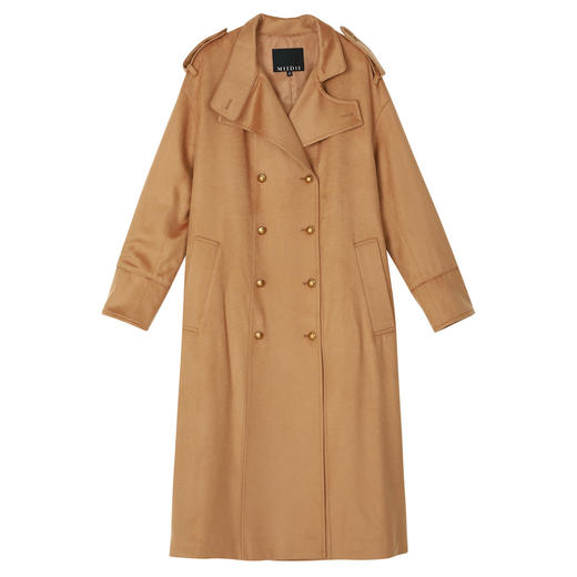 【高端系列】谜底2022秋新款双排扣中长款毛呢大衣女223GD1025 商品图4