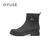 DFuse迪芙斯2022冬季新款牛皮圆头防水机车靴粗跟短靴DF24116141 商品缩略图1