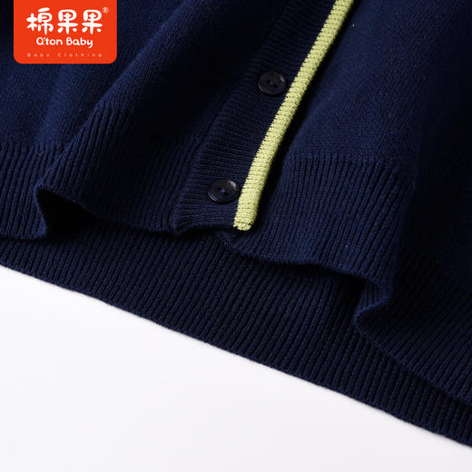 商场同款棉果果冬季全棉针织男童校园风提花V领棉线开衫M412161222717 商品图4