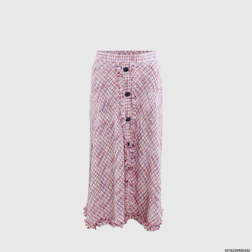 虚边前中包扣大摆粗花呢半裙 商品图0