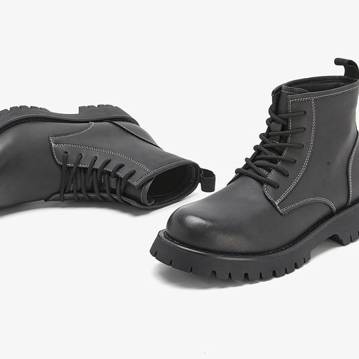 西遇短马丁靴男冬季新款厚底增高灰色ins英伦风工装短靴子22025654 商品图3
