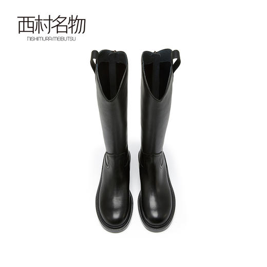 西村名物休闲纯色长筒靴女圆头高筒时装靴长靴女2022秋冬新44541 商品图2