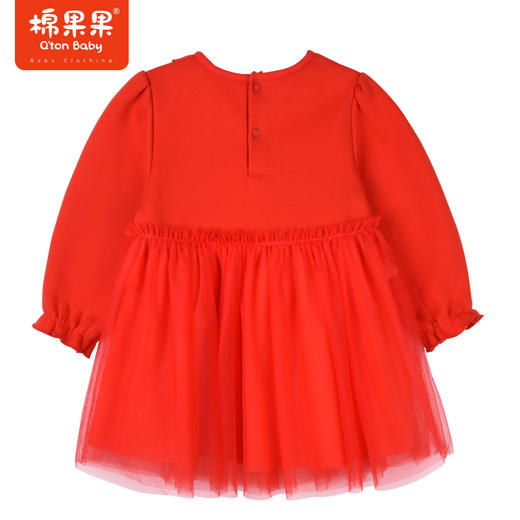 商场同款棉果果冬季女童花边蕾丝刺绣加绒针织网纱连衣裙上身效果好！M422700422643 商品图6