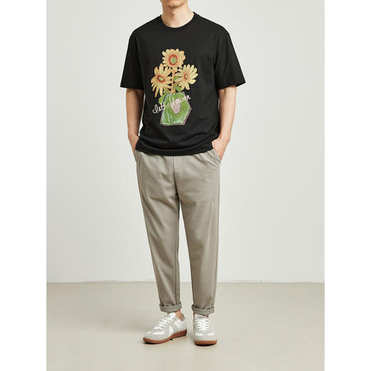 墨麦客男装 甄选棉纤维面料 圆领印花短袖T恤男士休闲体恤打底衫 商品图3