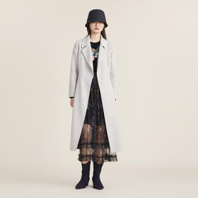 【高端系列】谜底2022秋款西装领双排扣宽松呢子大衣女223GD1195