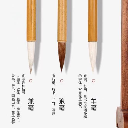 毛笔兼毫狼毫羊毫大中小白云国画毛笔书法专用小楷中楷毛笔初学者儿童学生练字文房四宝入门1支 商品图2