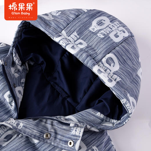 商场同款棉果果冬季连帽男童保暖抗冻印花中长款羽绒服印花时尚M412102922703 商品图6