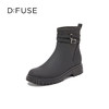 DFuse迪芙斯2022冬季新款牛皮圆头防水机车靴粗跟短靴DF24116141 商品缩略图0