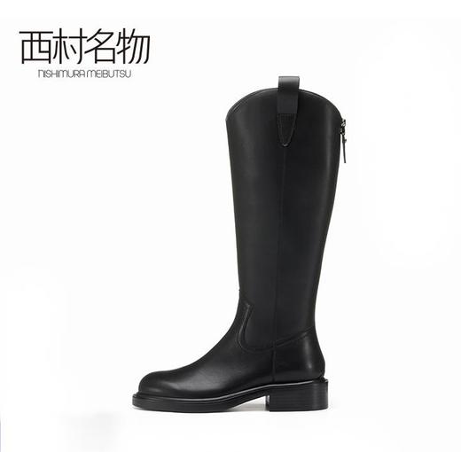 西村名物休闲纯色长筒靴女圆头高筒时装靴长靴女2022秋冬新44541 商品图3