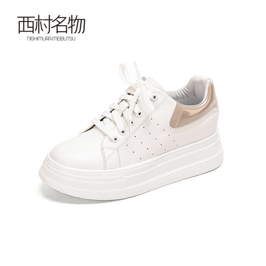 西村名物小白鞋厚底增高板鞋真皮时尚百搭老爹鞋女37761 商品图1