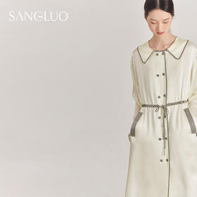 SANGLUO桑罗家居服睡裙系绳双排扣连衣裙长袖翻领两穿女时尚