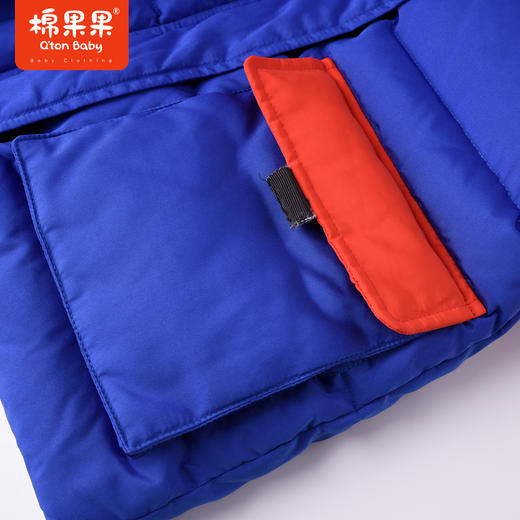 商场同款棉果果冬季男童连帽经配色时尚潮流撞色拼色中长款羽绒服M412102922707 商品图2