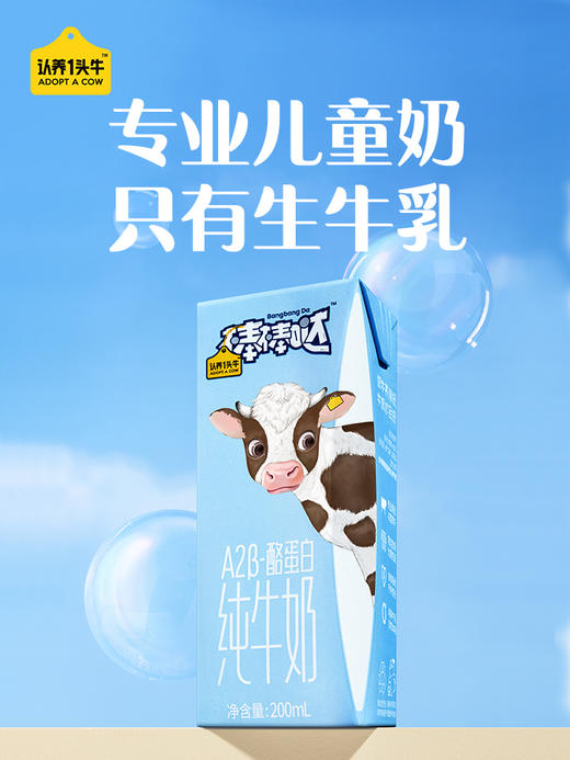 认养一头牛棒棒哒A2β-酪蛋白儿童纯牛奶200ml*10盒*2箱 商品图0