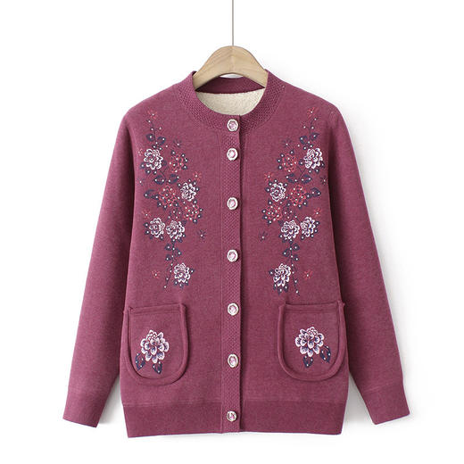 MQ861-4077-2114 新款长袖印花开衫秋冬款加绒加厚长袖女式外套时尚休闲上衣 商品图0