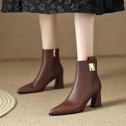 OLD 6163aa英伦风粗跟显瘦靴高跟尖头性感马丁靴 商品图0