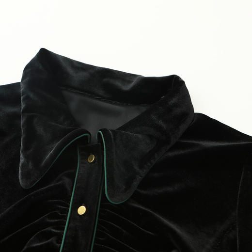 谜底2022秋新款复古通勤丝绒收腰显瘦长款连衣裙长袖女223ML1197 商品图3