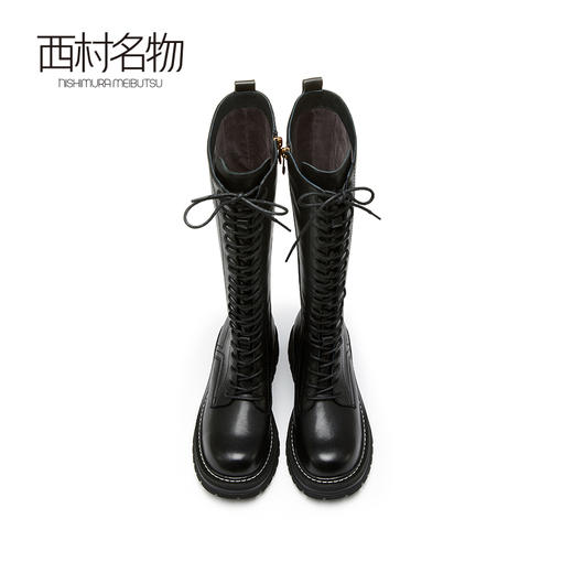 西村名物长筒靴女2022秋季新款骑士靴高筒英伦风帅气皮靴子44071 商品图2