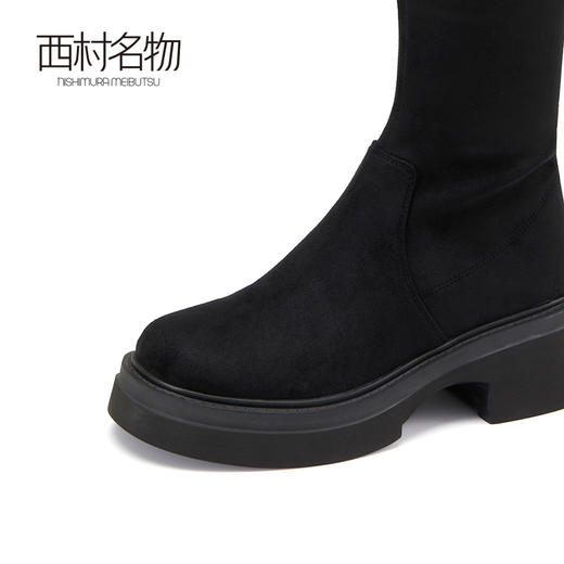 西村名物过膝靴2022年秋冬新款粗跟高跟长靴袜靴显瘦弹力靴44221 商品图1