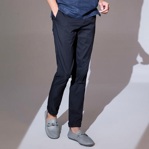 callisto藏青聚酯纤维混纺休闲裤 SOCPW012NA 商品图1