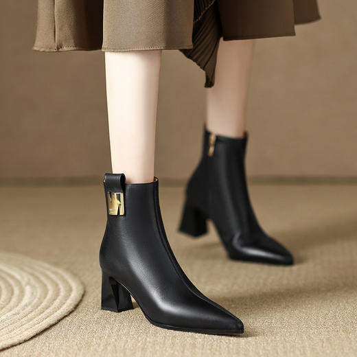 OLD 6163aa英伦风粗跟显瘦靴高跟尖头性感马丁靴 商品图3