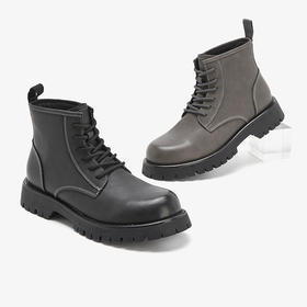 西遇短马丁靴男冬季新款厚底增高灰色ins英伦风工装短靴子22025654