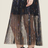 谜底2022秋新款复古印花网纱裙A型百搭百褶设计半身裙女223MB1040 商品缩略图3