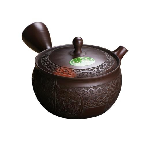 【清仓特惠4折，仅1件，无货退款】日本进口常滑烧侧把泡茶壶 玉龙手作窑变樱花纹雕侧把茶壶150ML 商品图0