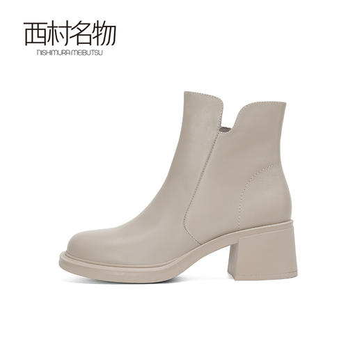西村名物真皮切尔西靴女2022年新款春秋百搭烟筒粗跟短靴44171 商品图2