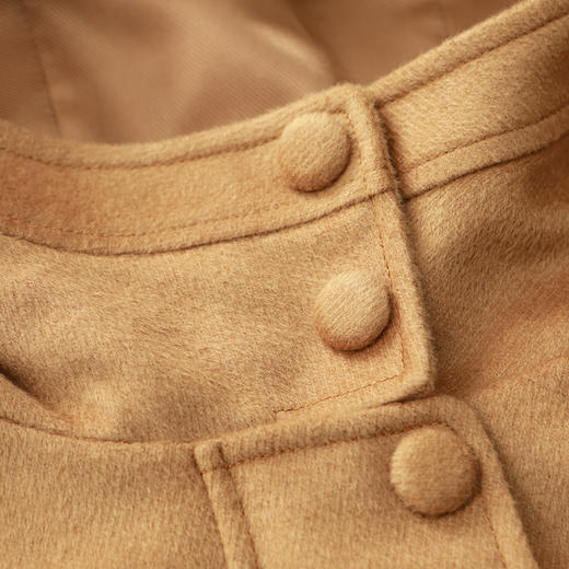 谜底2022秋新款设计感抽绳连帽中长款宽松呢大衣外套女223MD1066 商品图3