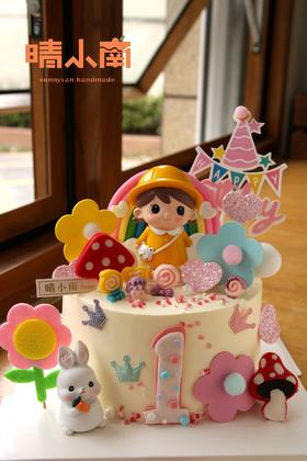 萌萌兔子小公主 女孩蛋糕 数字为翻糖（可更改，下单备注）