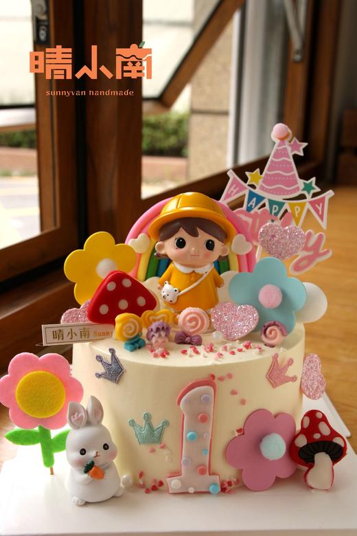 萌萌兔子小公主 女孩蛋糕 数字为翻糖（可更改，下单备注） 商品图0