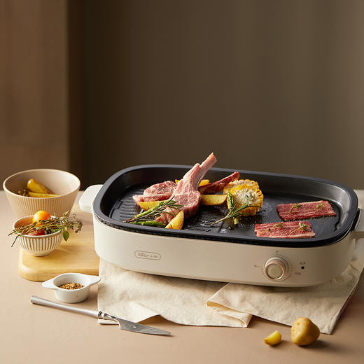 【小程序】小熊烤肉锅家用烤肉盘电烤盘一体多功能新款家庭室内可拆卸电烤炉 DKL-D12Y1  分离式烤盘+木铲（双色可选） 商品图1