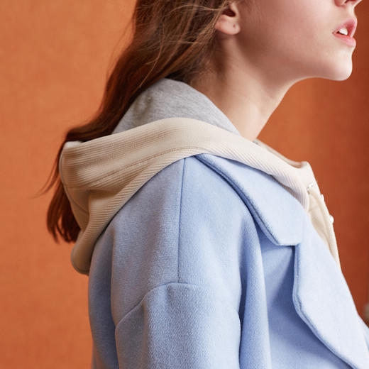 欧芮儿2017冬装新款翻领长袖毛呢外套女中长款 商品图2