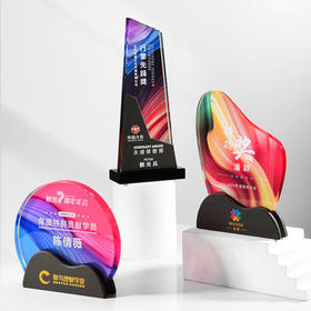 水晶奖杯定制优秀员工彩色照片团队比赛冠军年会颁奖创意奖牌定做