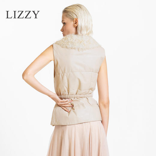 LIZZY 2022秋冬绵羊皮羊羔毛领90白鸭绒羽绒马甲4686 商品图3