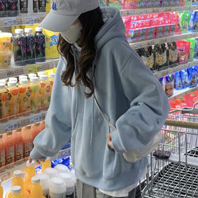 2023新款卫衣女秋冬连帽加绒加厚外套潮宽松慵懒上衣myy07