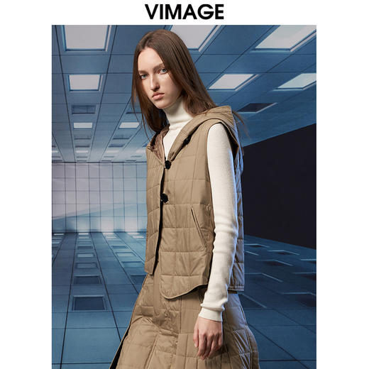 VIMAGE纬漫纪冬季新款百搭修身显瘦连帽外套棉娄V1810401 商品图3
