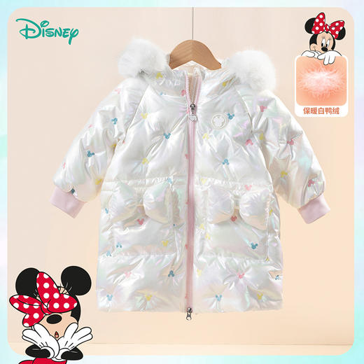 迪士尼童装女童羽绒服甜美米妮中长款连帽羽绒服舒适保暖冬新品224S1786 商品图10