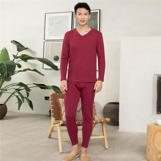 爱帝男式V领花纱珊瑚绒冬款加绒加厚保暖套 商品图4