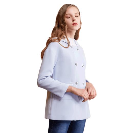 欧芮儿2017冬新款气质纯色长袖双排扣短外套女 商品图3