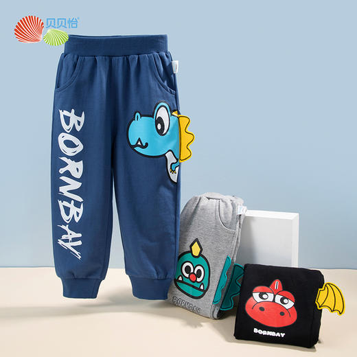 贝贝怡童装春秋休闲裤男童时尚恐龙长裤223K2434 商品图3