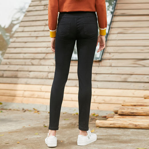 欧芮儿春装2019款女装弹力牛仔裤女收腰显瘦长裤系带九分女裤子 商品图2