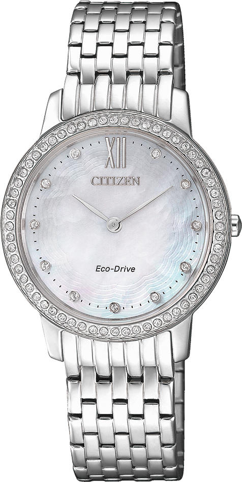 西铁城日本官方正品光动能水晶装饰贝母盘防水时尚钢带女表EX1480-82D 商品图2