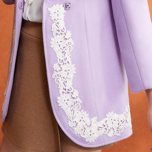 欧芮儿2020秋装新款翻领长袖毛呢外套女中长款 商品图2