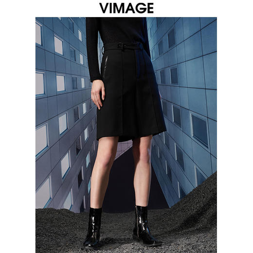  VIMAGE纬漫纪秋冬新款通勤百搭西装显瘦纯色简约短裤女裤V1805414 商品图2