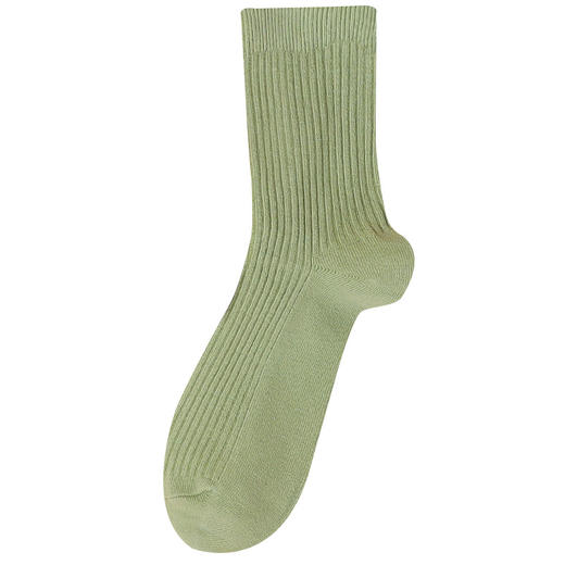 【5双针纯棉袜】女士纯棉袜子双针长袜中筒棉袜秋冬精梳棉纯色纯色堆堆袜女袜 商品图4