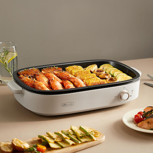 【小程序】小熊烤肉锅家用烤肉盘电烤盘一体多功能新款家庭室内可拆卸电烤炉 DKL-D12Y1  分离式烤盘+木铲（双色可选） 商品图8