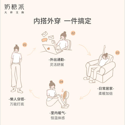 奶糖派大胸专属打底保暖内衣柔柔绒感暖T秋冬中袖女舒适柔软显瘦 商品图3